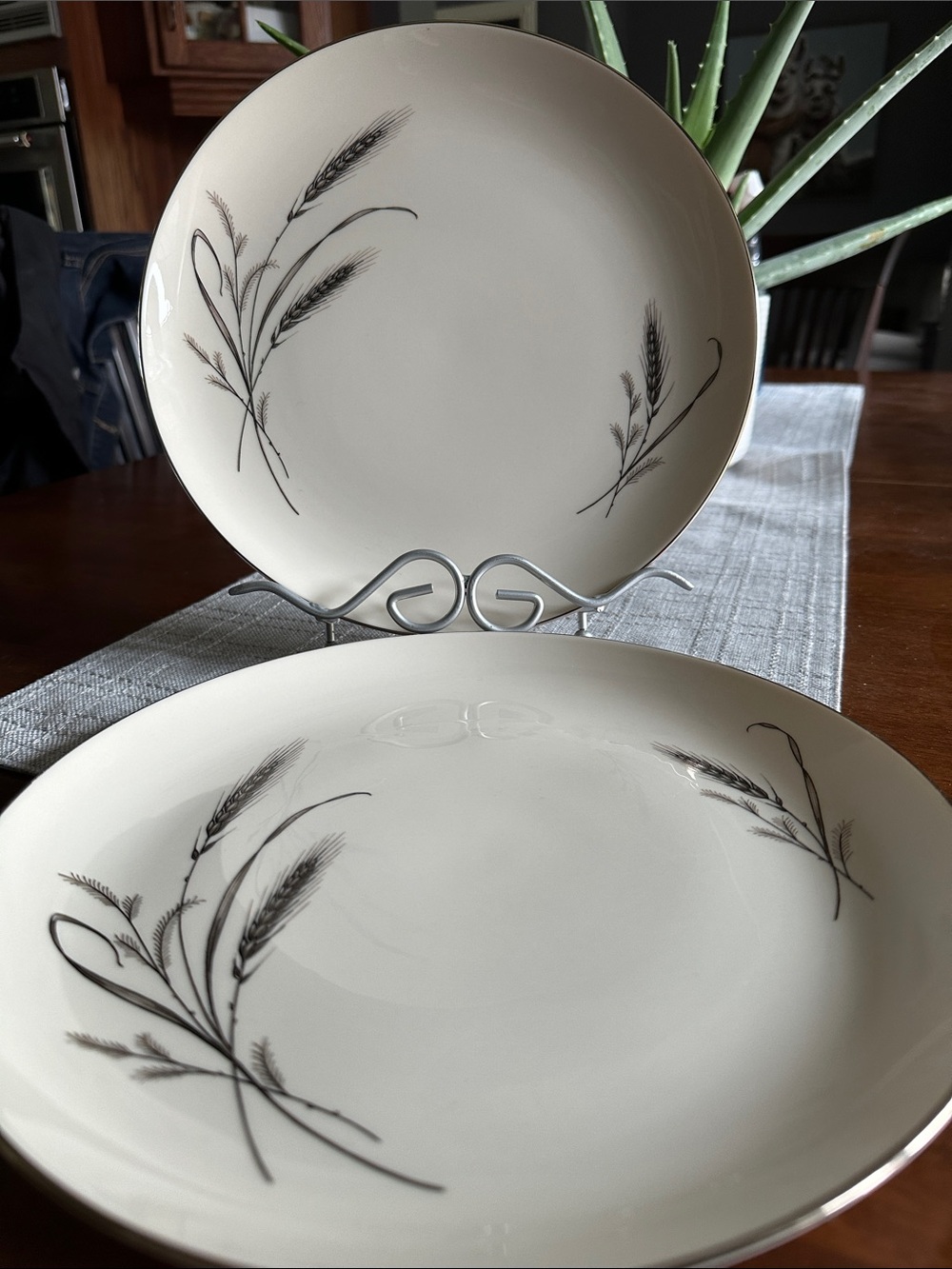 Vintage Dinner Plates with Wheat Motif (3 piece set)